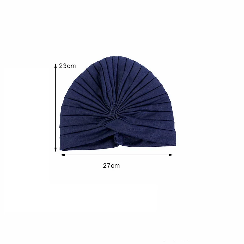 Indian Turban Women Muslim Inner Hijab Beanies Bonnet Pleated Chemo Cancer Hat Hair Loss Headscarf Headwear Hats Turbante Mujer