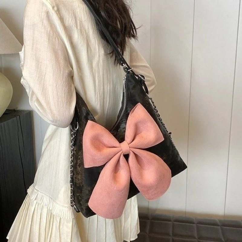 

Sweet Wind Velvet Underarm Women's Package 2026 Autumn Shoulder Bag Large Capacity Backpack Student Class Tote Bags