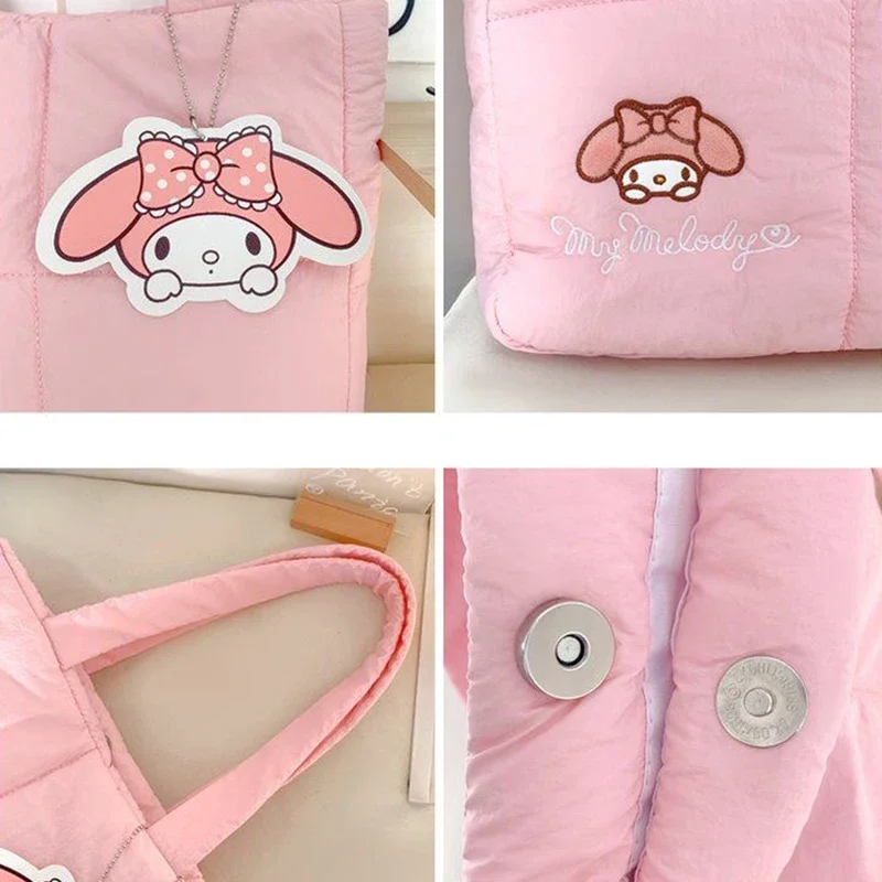 Sanrio Tas Nieuwe Donzen Doek Schoudertassen Cartoon Kuromi Hello Kitty Make-up Tas Cinnamoroll Handtassen Hoge Capaciteit Opbergzakken