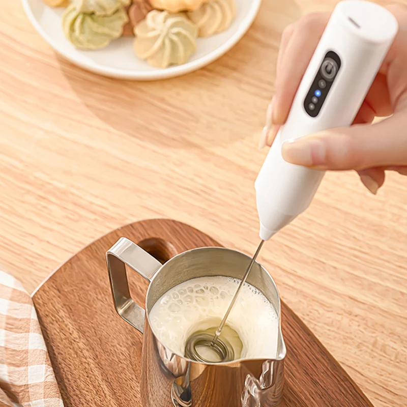 

3 Speeds Foam Maker Coffee Whisk Mixer Electric Handle Blender Egg Beater MINI Milk Frother USB Rechargeable