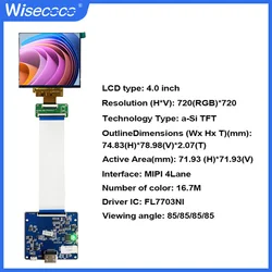 Wisecoco 4 Inch 720x720 Square TFT Lcd Display Module Mipi 30 pins Control Board For Raspberry Pi Smart Home Gaming Screen