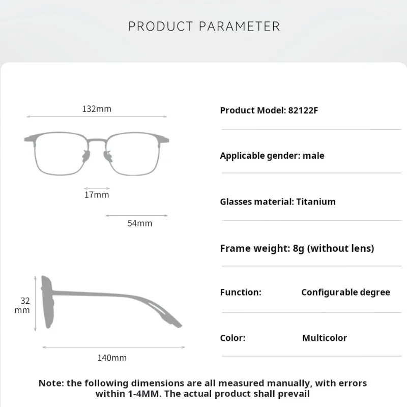 MOMOJA Super Ultra Light 8g Pure Titanium Men Half Rim Eyeglasses Small Size Simple Elegant Business Prescription Optical Frames