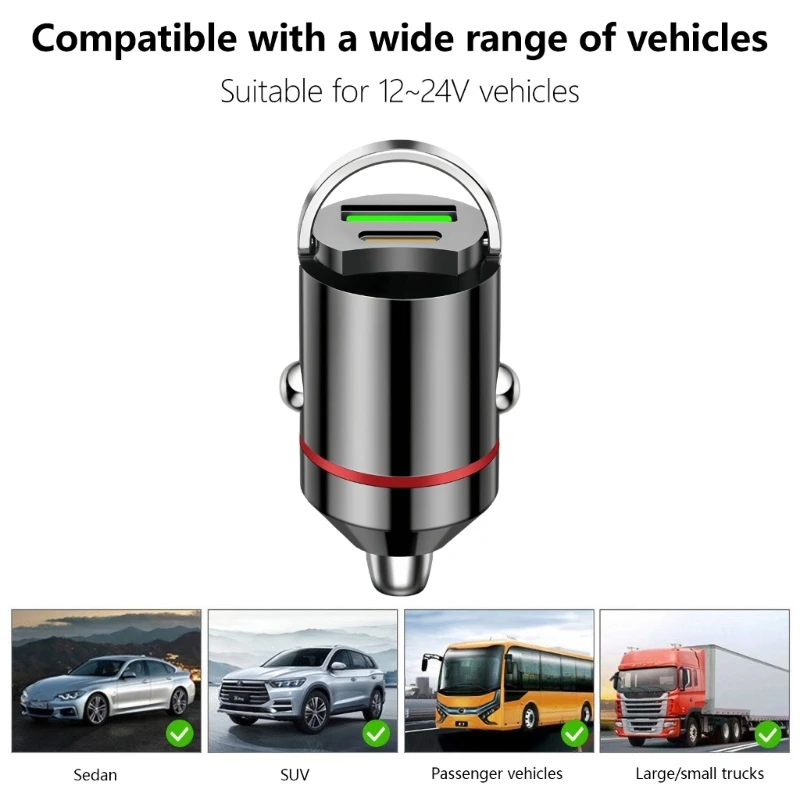 100W Hidden Car USB Charger Super Charge Dual USB Port Cigarette Lighter Adapter 30W PD Charger for iPhone iPad Android