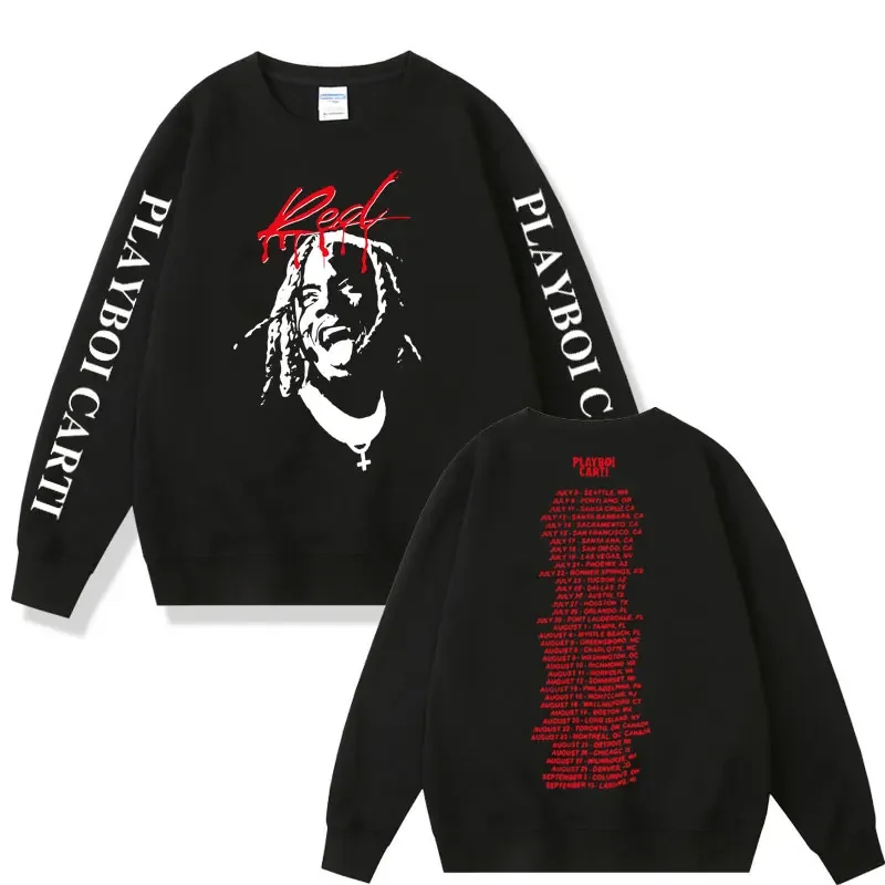 Rapper Playboi Carti Men Women Vintage Hip Hop Sweatshirts Music Album Whole Lotta Red Print Sweatshirt Male Fashion Pullover