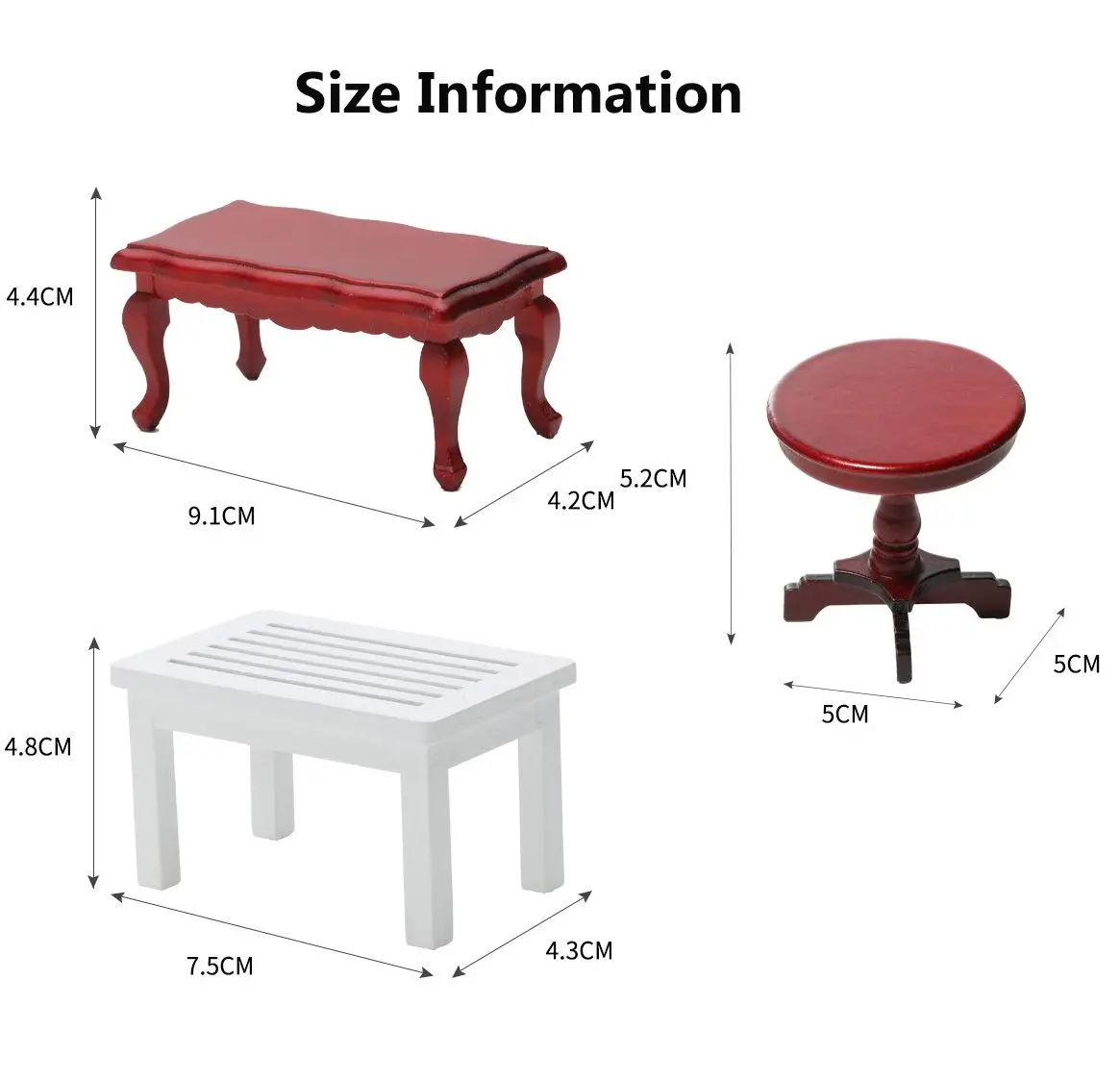 Minimesa de madera en miniatura para casa de muñecas, mesa de centro, muebles de simulación, accesorios para casa de muñecas, 9 estilos, 1/12