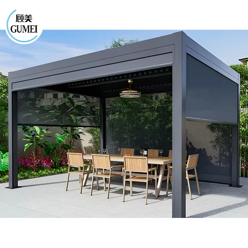 3x3 3x4 Modern Waterproof Outdoor Aluminium Motorized Adjustable Louvered Roof Bioclimatic Pergola Garden Patio Canopy
