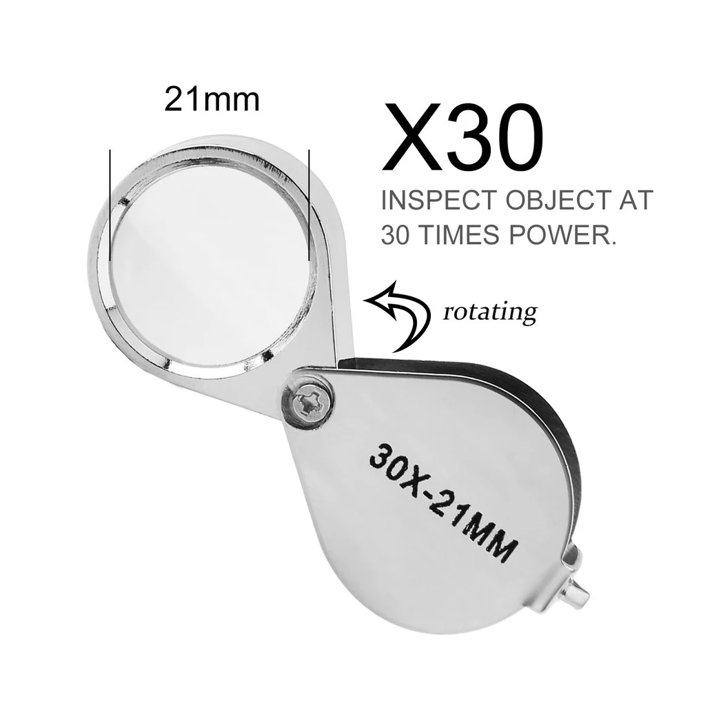 3Pcs/Set Pocket Loupe Magnifier 10X 20X 30X Jewelry Magnifying Glass Foldable Diamond Lupa Triplet Jewelers Eye Glass Tool