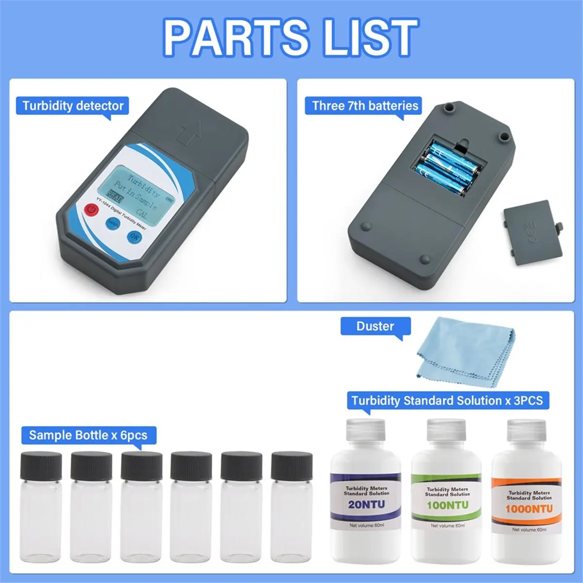 DT81 Digital Turbidity Meter 0-1000NTU Handheld LCD Turbidimeter Water Tester for Drinking Water Lab Aquarium Wastewater Use