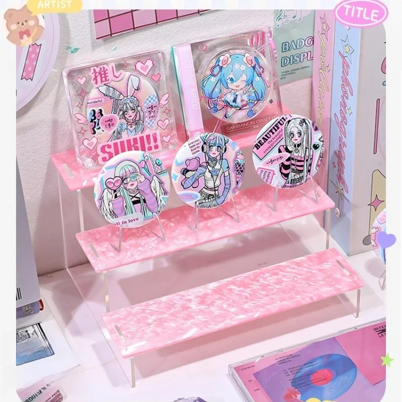 Water Ripple Acrylic Sheets Color Display Stand Transparent Glitter Table Display Rack Standing Dolls Decoration Storage Layers