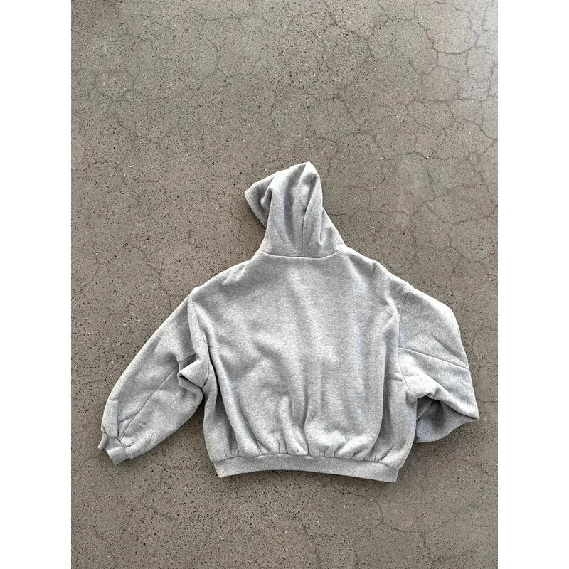 บ้านหมี Casual Retro Mens Zipper Hoodie Gothic Blue ลายลายสก๊อตด้านหน้าและด้านหลัง 2 เสื้อกันหนาว 90s Hip Hop Loos 2025 ใหม่