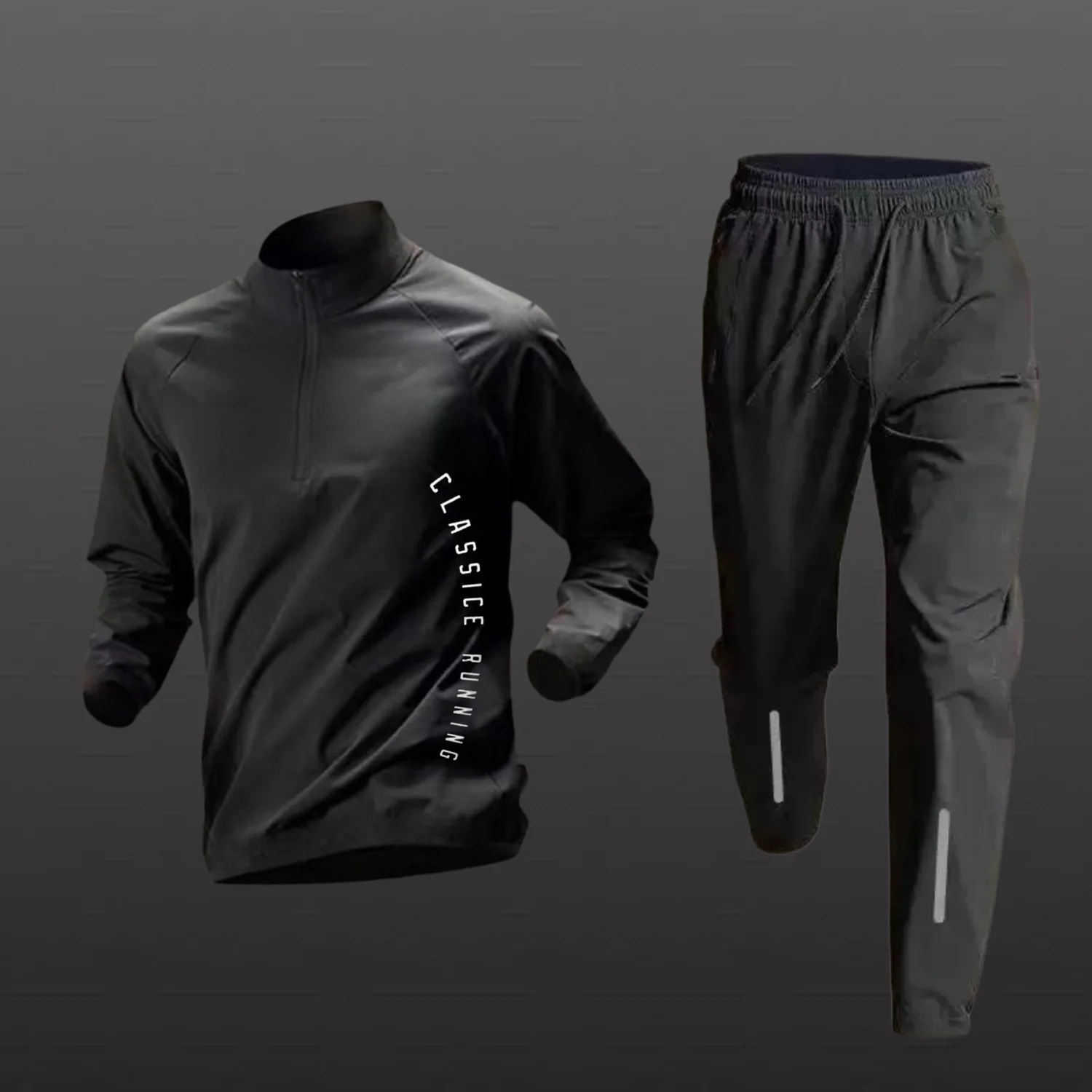 2025 الخريف الرجال سريعة الجافة نصف سستة ملابس رياضية 2 قطعة أجهزة لياقة خارجية تشغيل مجموعات السراويل الرياضية تجريب الملابس الرياضية