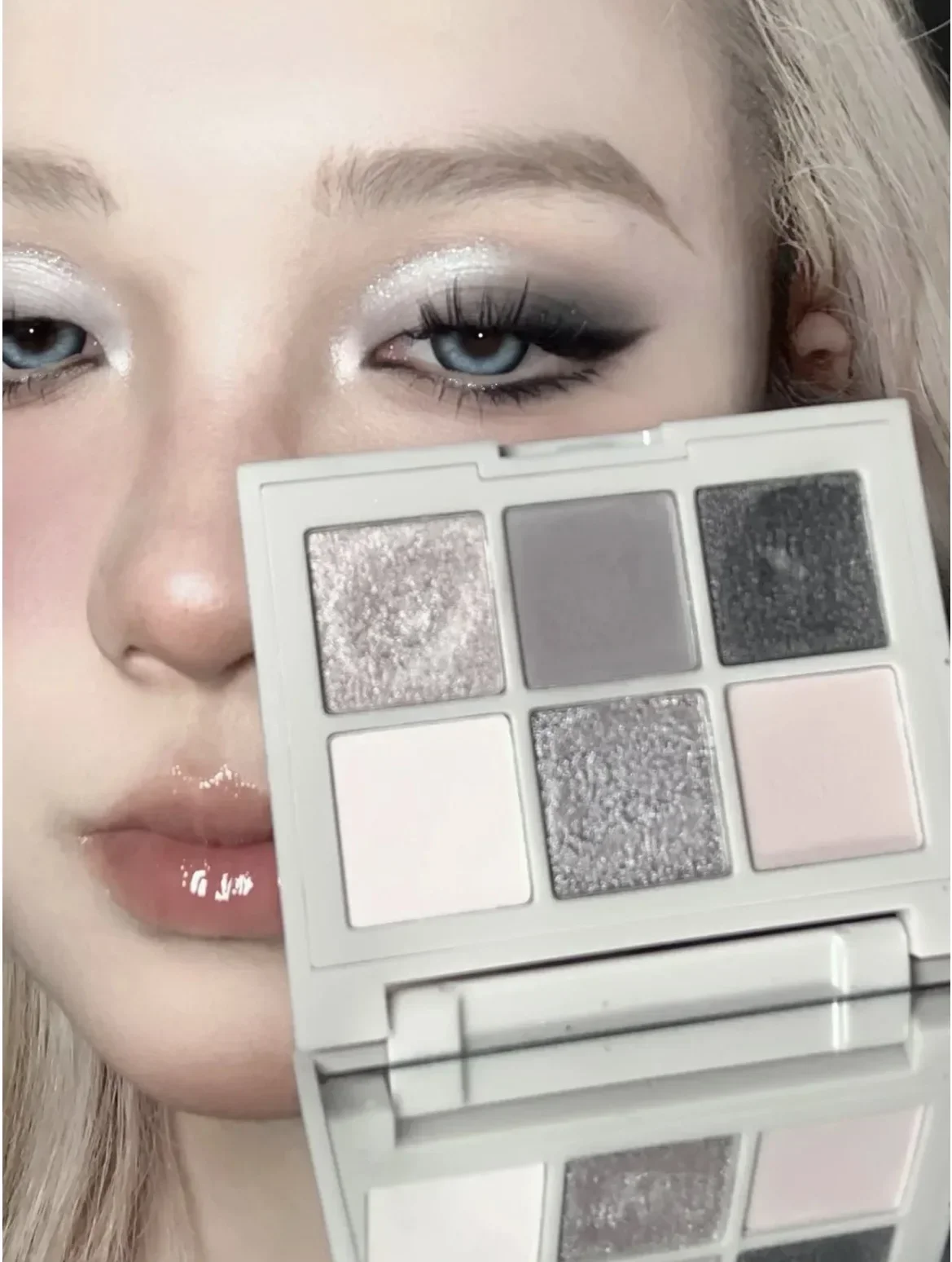 Sombra de ojos de 6 colores, paleta de pigmento brillante, mate, perlado, plateado, gris oscuro, maquillaje Negro tierra duradero