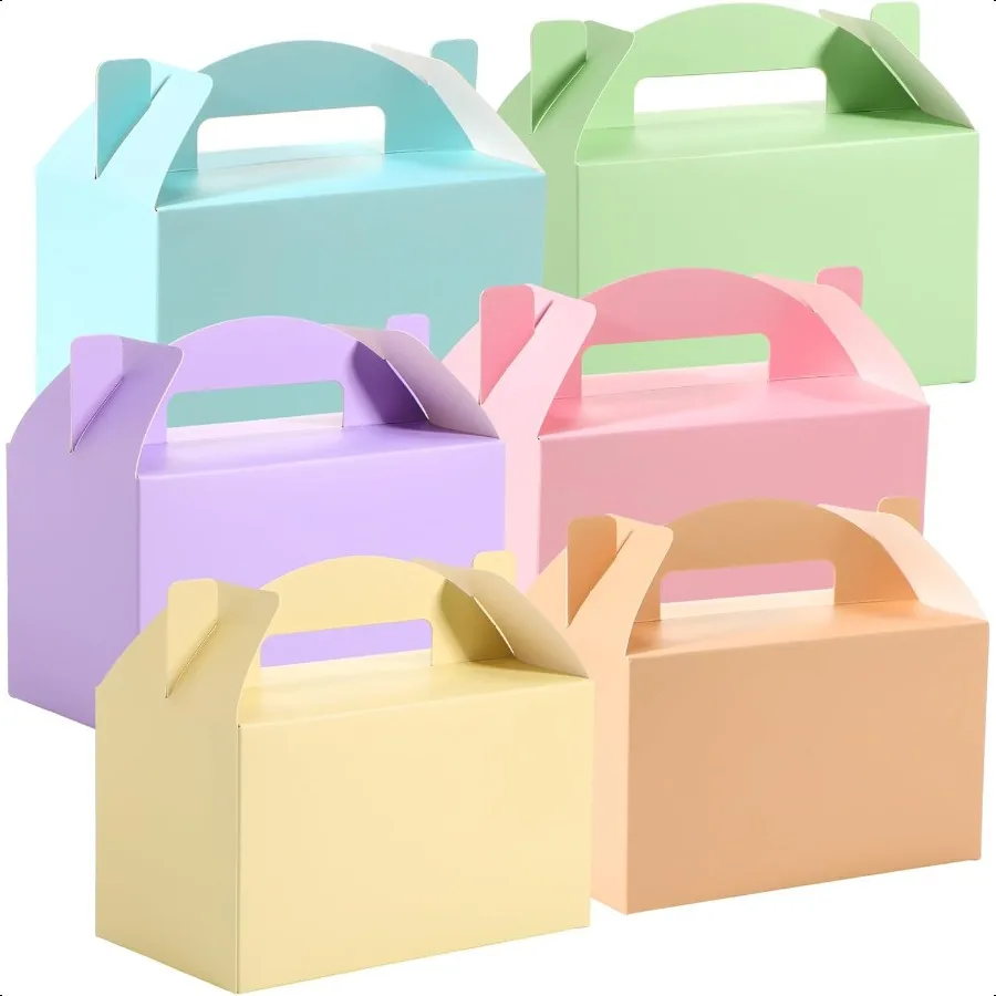 

48 Pcs Back to School Gable Gift Box 6 x 3.5 x 3.5 Inches Colorful Paper Candy Boxes Snack Goodie Cake Treat Boxes for Holiday