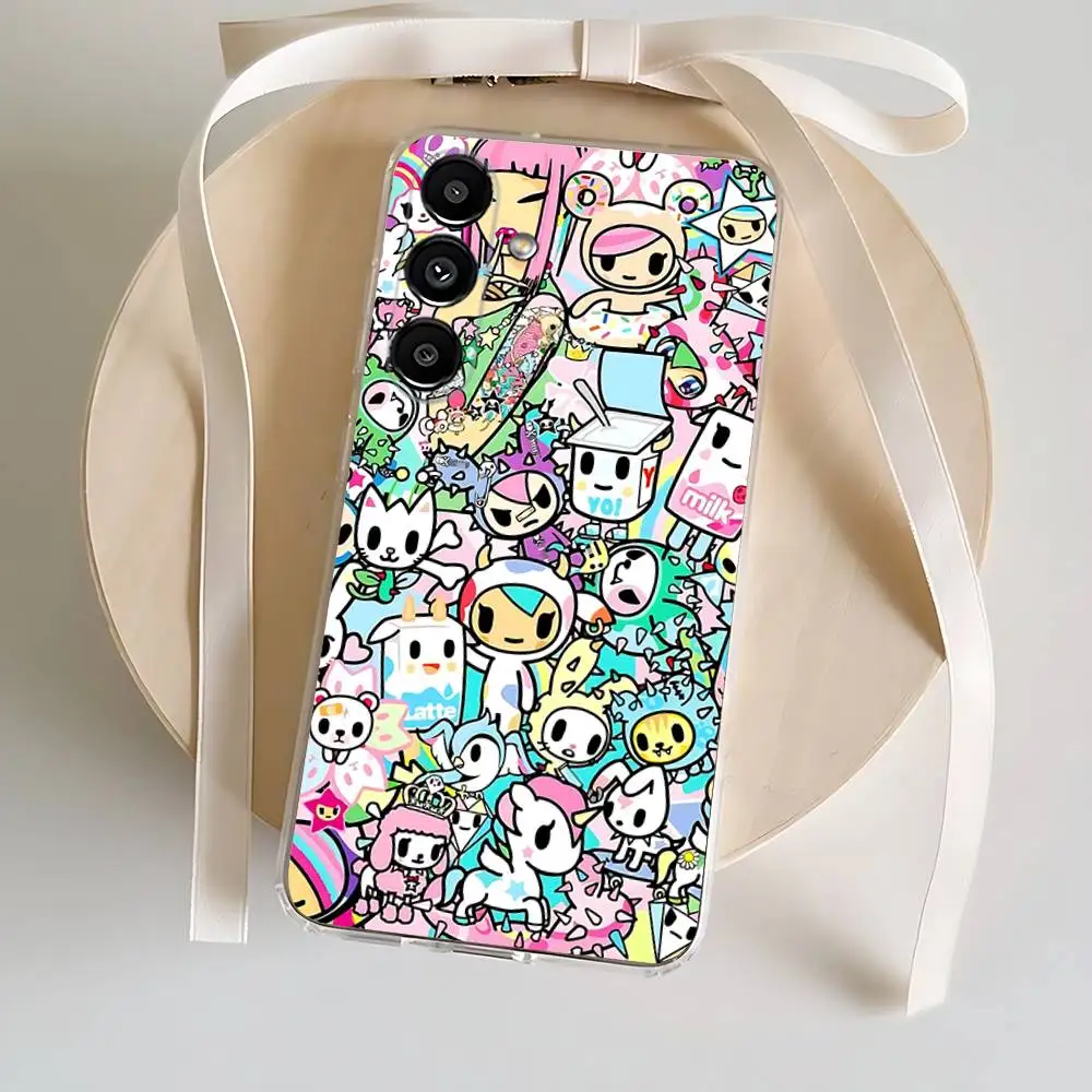 Capa de telefone japonesa t-tokidokis para samsung s24,30,21,22,23,20 fe,lite, pius, ultra,5g, nota, 9,10 capa transparente