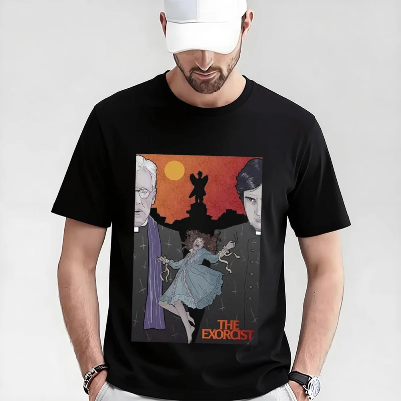 

Retro Horror Movie The Exorcist 0317 Sacry Halloween Gift t shirt Supernatural Darkness Pazuzu Graphic Clothes Large size Tops