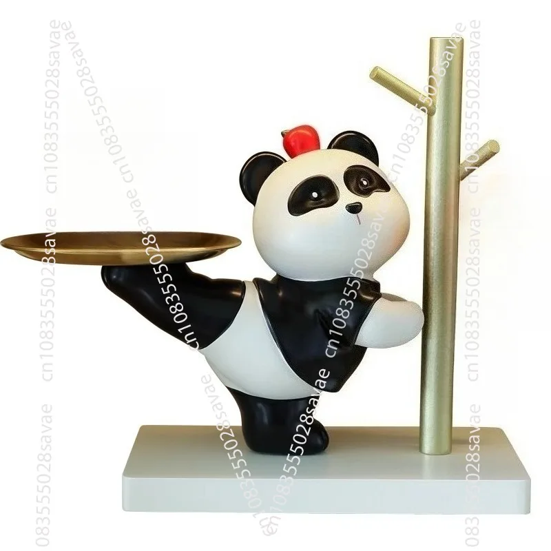 

Panda ornament entrance key storage shoe cabinet tray rack living room decoration