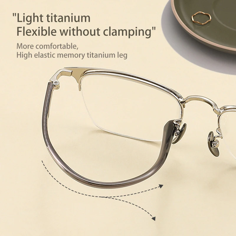 VICKY Classic Business Half Rim Eyeglasses Black Reading Glasses Men 888 Retro Anti-Blue Light Frames Customizable prescriptions