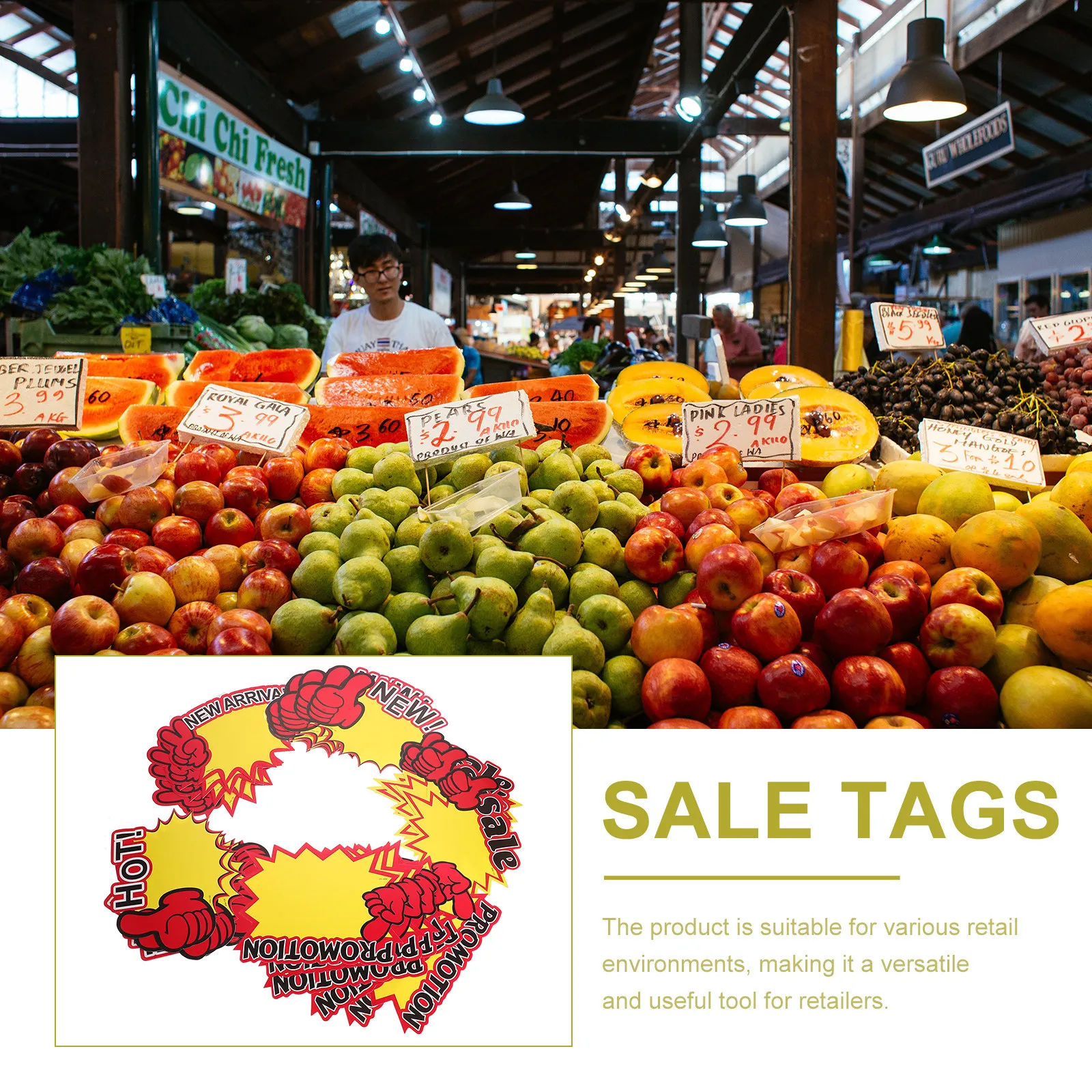 250Pcs Price Labels Retail Sale Signs Paper Price Tags Promotional Pricing Signs for Stores Shops Supermarkets