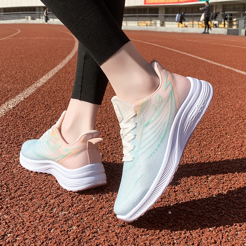 

Высококачественные женские кроссовки для бега с дышащей сеткой, карбоновой пластиной и технологией Ice Silk, модная спортивная обувь для студентов