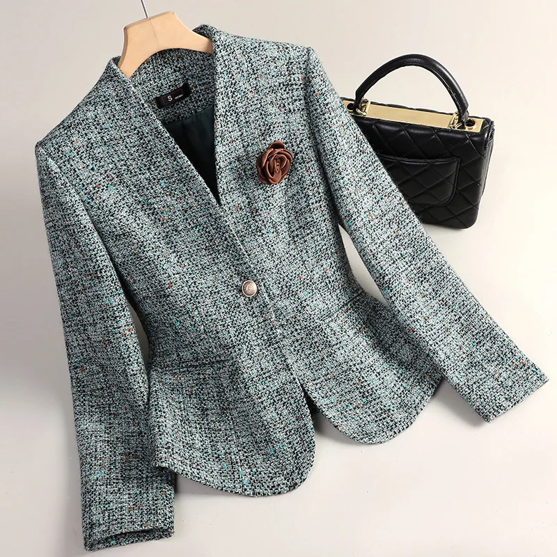 

Pure Color Small Fragrance Short Wool Blazer Women's 2026 Autumn and Winter New High-end Temperament Small Suit Top Commuting