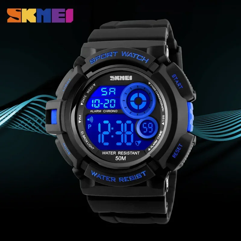 SKMEI 1222  Waterproof Shock Resistant Digital Watch reloj hombre Outdoor Sport Watch Men Simple Colourful LED Display Watches