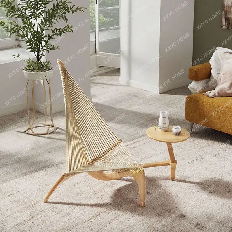 JSolid wood sailing chair art creative light luxury living room entrance leisure sofa