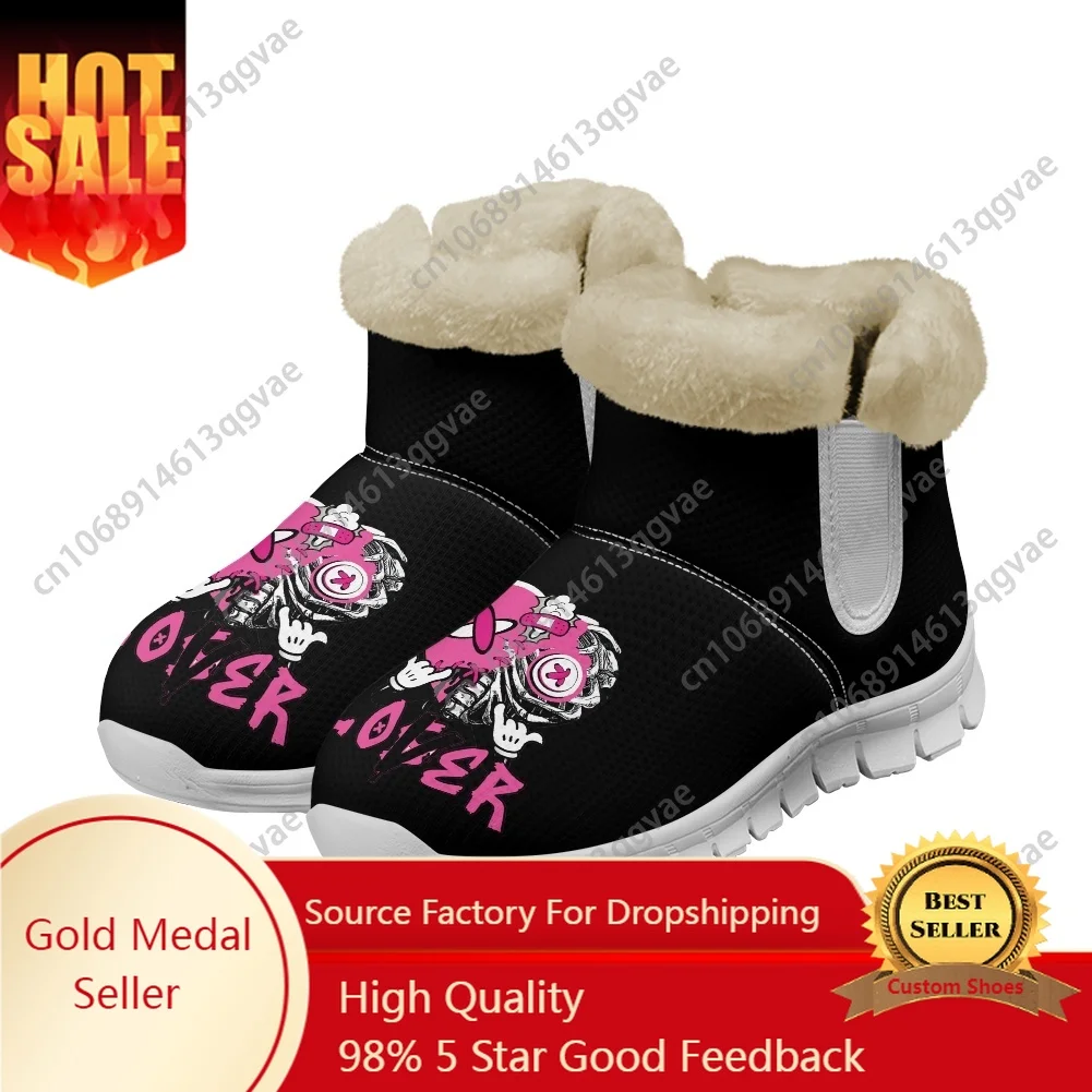 

Pink Loser Lover Pink Drip Heart Snow Boots Mens Womens Teenager Shoes Keep Warm High Quality Couple Sports Custom Sneakers