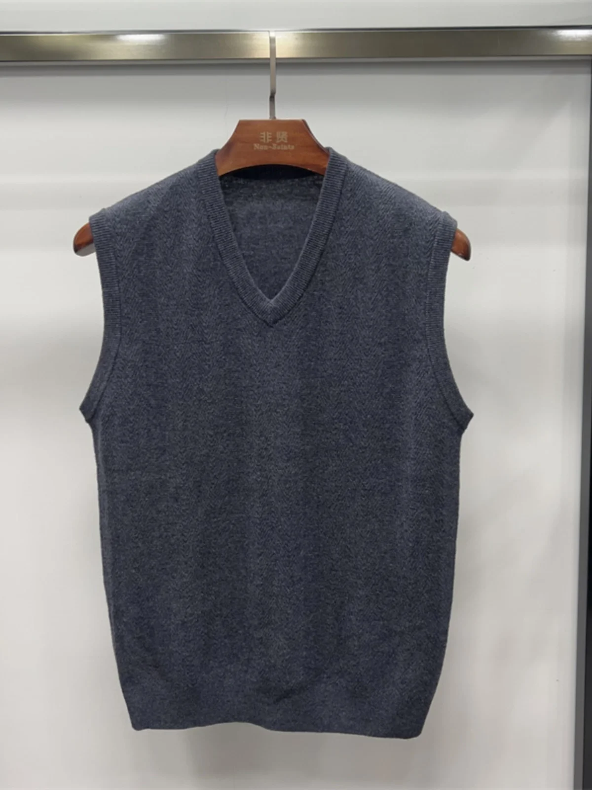 

Мужской деловой повседневный жилет Non-Saints с V-образным вырезом из 100% шерсти, осенне-зимняя новинка, универсальная шерстяная безрукавка