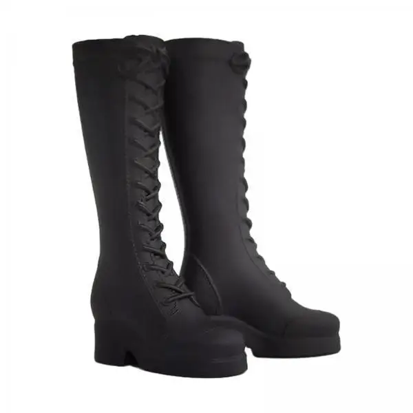 1/6 Scale High Shoes for 12 Inch Female Action Figure Matt Black Vinyl Boots Model Collector Accessories view 2