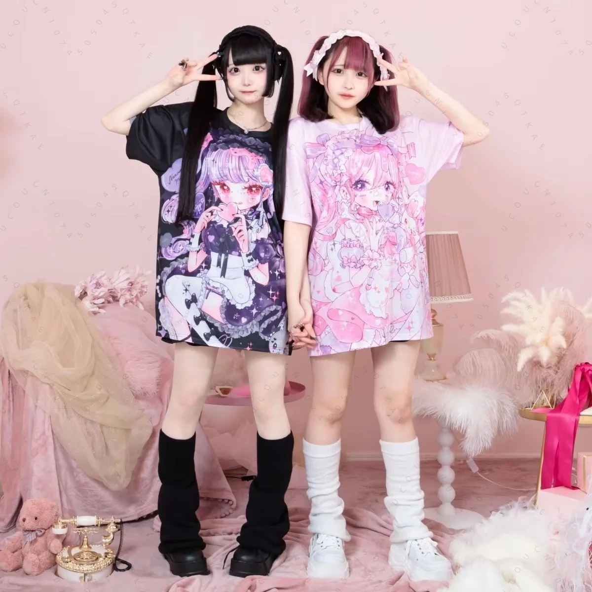 2026 Japanese Landmine Style Anime Printing Loose Short Sleeve Parent Child Y2k Harajuku Subculture Loose Male Female T-Shirts