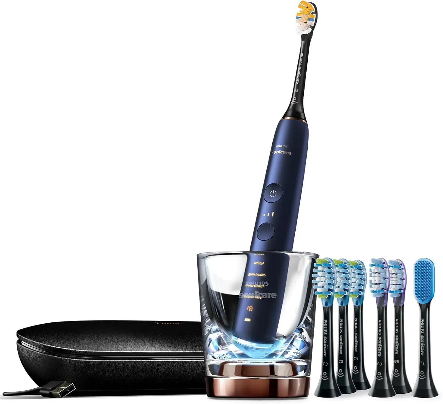 Sonicare DiamondClean Smart 9700 Electric Toothbrush, Sonic Toothbrush with App, Pressure Sensor, Brush Head Detection, 5 Brushi