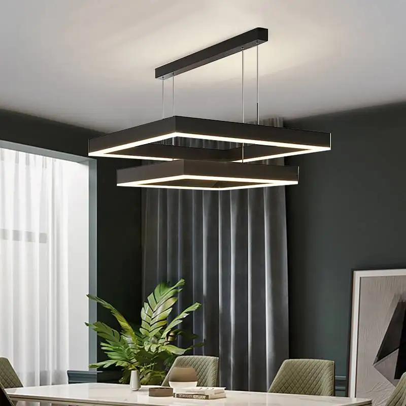 nordico led minimalista duplex grande lustre loft moderno quadrado escada longa linha suspenso pendurado lampada sala de estar sala de jantar 01