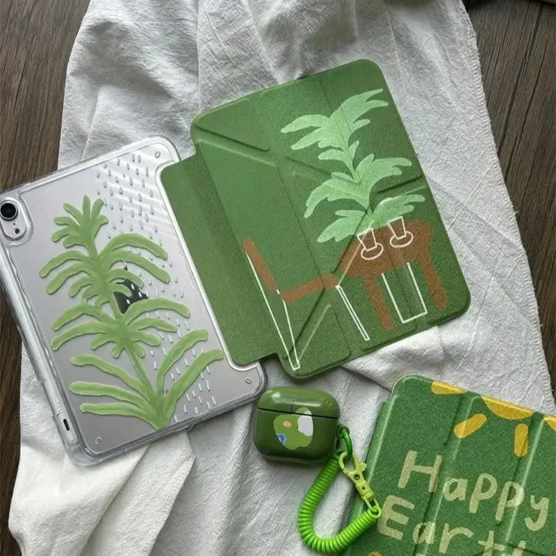 

Чехол Green Tea Lounge Serene Design для iPad Pro 11, Air 10, 9, 8, Mini 7, 6, 5, 4 (A16) - защитный противоударный чехол 3+Y Fold