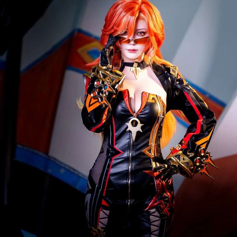 Game Genshin Impact Mavuika Cosplay Costume Pyro Archon Uniform Women Sunglasse Wig Fullset Performance Halloween Carnival Party