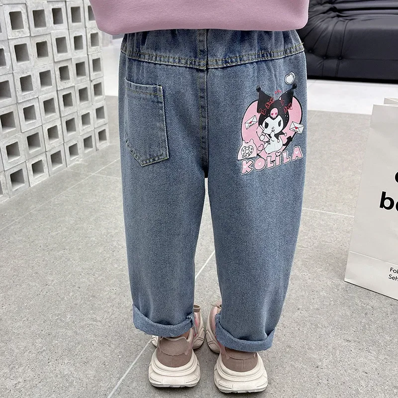 Pantalones vaqueros de dibujos animados para niños, ropa con capucha Kawaii, regalos para niños, primavera y otoño