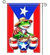 Nuxovilar Frog in Hats Playing Drums Coqui Frog Puerto Rico Flag, 12x18 Inch Double Sided Puerto ...