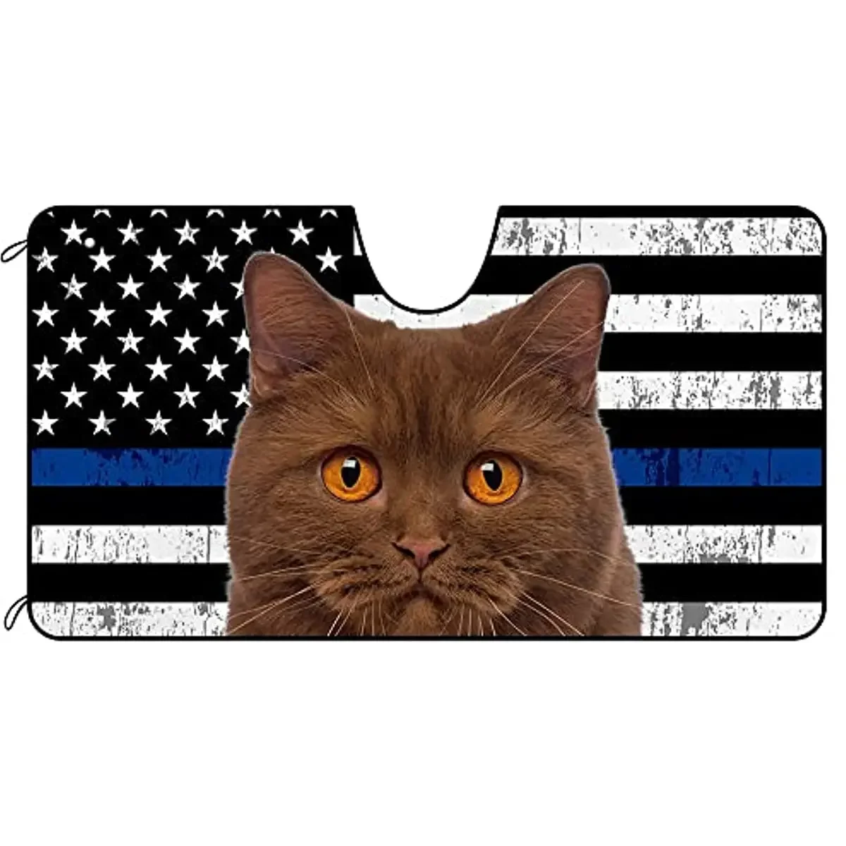 CafeTime Dog Car Windshield Sunshade Cute British Shorthair American US Police Flag Patriotic Vehicle Front Windshield Sun Shade