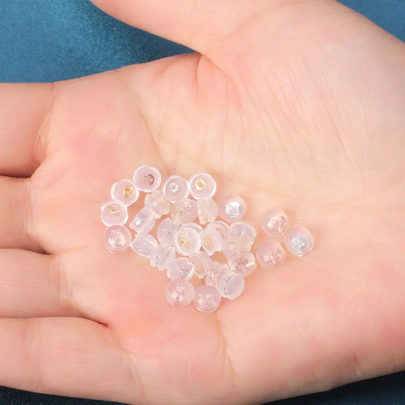 100 قطعة من حلقات الأقراط المصنوعة من السيليكون على شكل همبرغر، ملحقات لظهر القرط على شكل فراشة مع فضي عيار 925 من الداخل