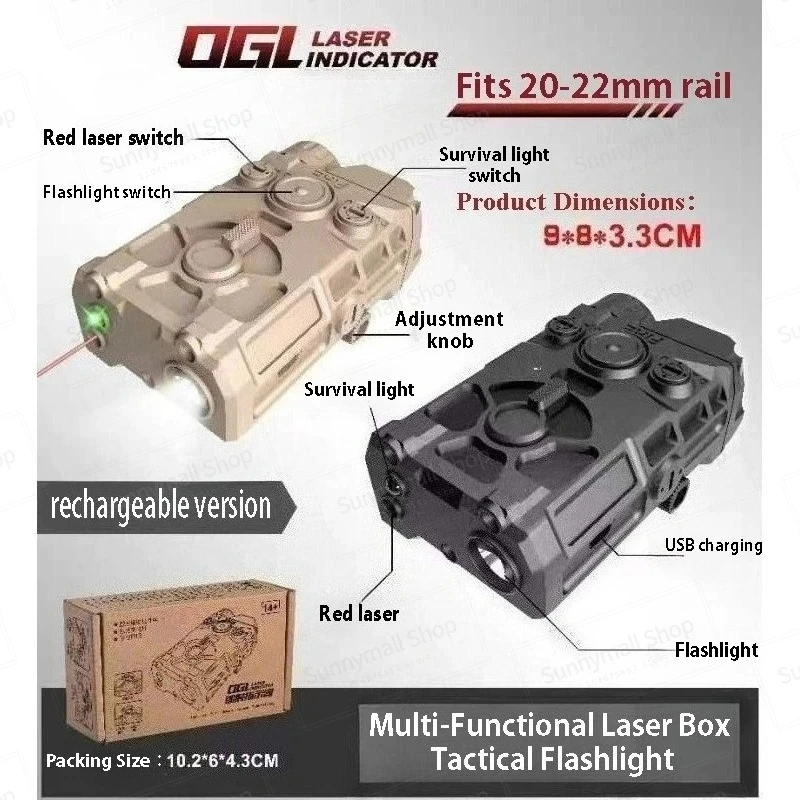 OGL PEQ-15 Tactical Flashlight, fits 20 - 22mm Rail, for toy & Wargames, low-cost cosplay