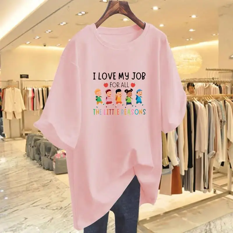 

Loose White Pure Cotton ort Sve T-irts for Women Comfortable Breathable Casual Tops Fem Summer Faion Clothing