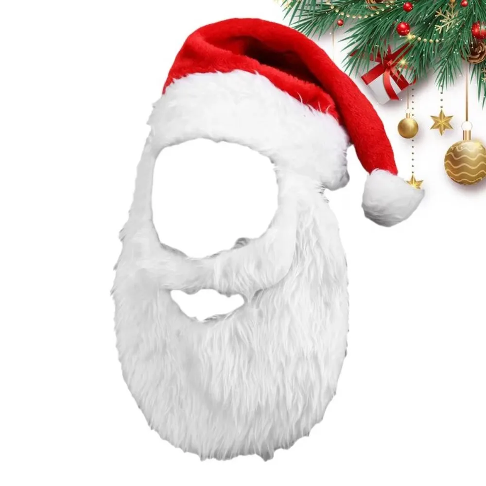

Gift Santa Hat and Beard Breathable Costume Red Christmas Santa Hats White Beard Family Matching Outfits Cosplay Clothing