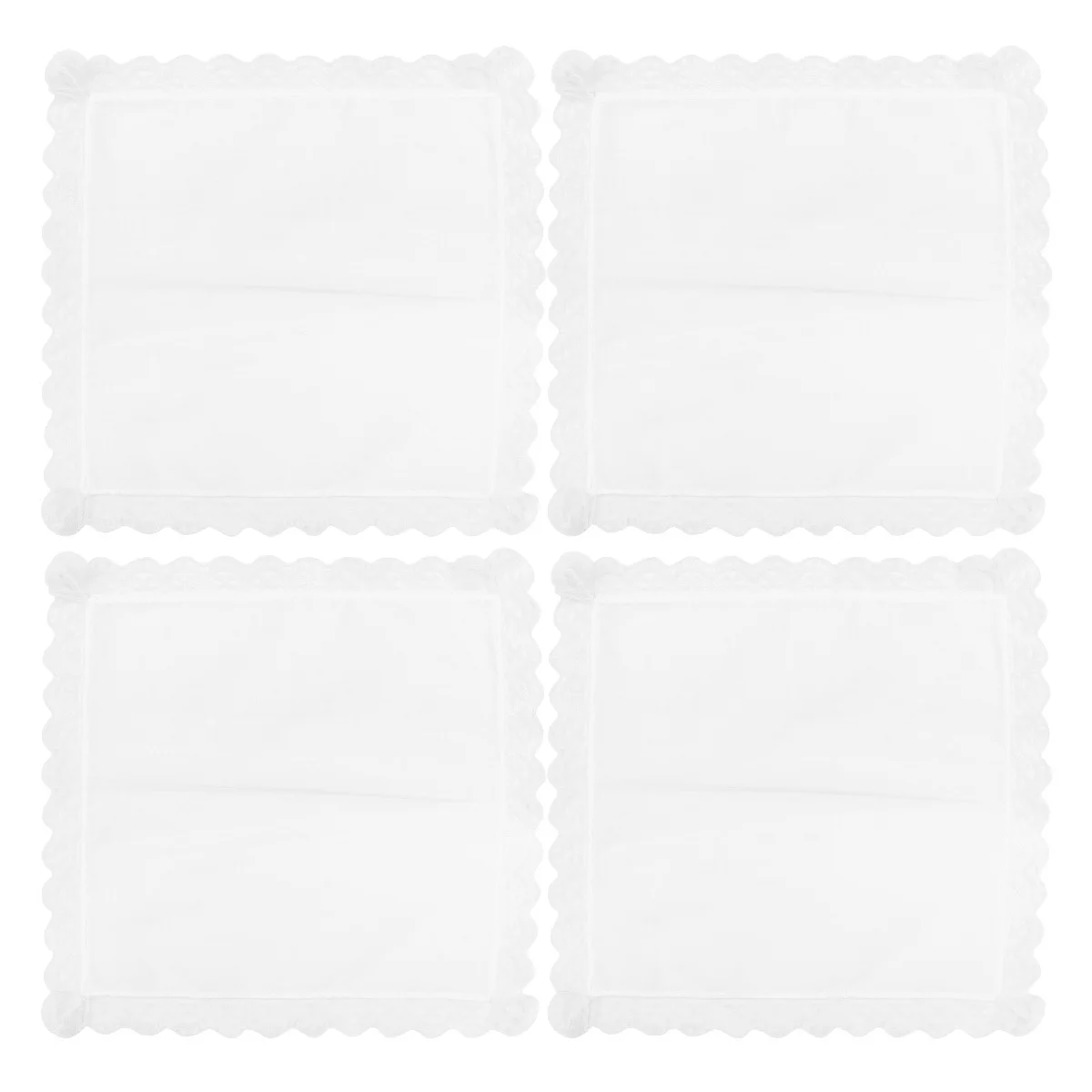 4 pçs lenço de algodão branco puro renda borda bordado estilo minimalista suave durável lavagem fácil uso qualidade premium branco