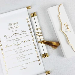 Customized European Business Graduation Season Scroll Invitation Letter Customized Personalized White Simplified Wedding Invitat