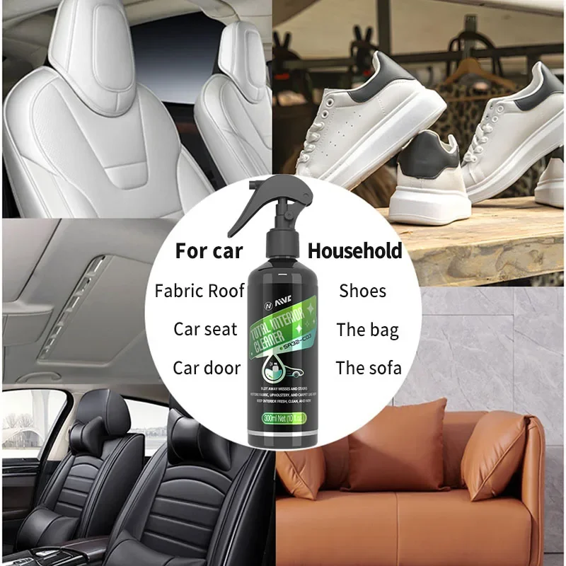 Car Interior Cleaner Leather Fabric Roof Cleaning Washing-Free Safety Belt Cleaner Powerful Stain Removal Car Wash Detailing