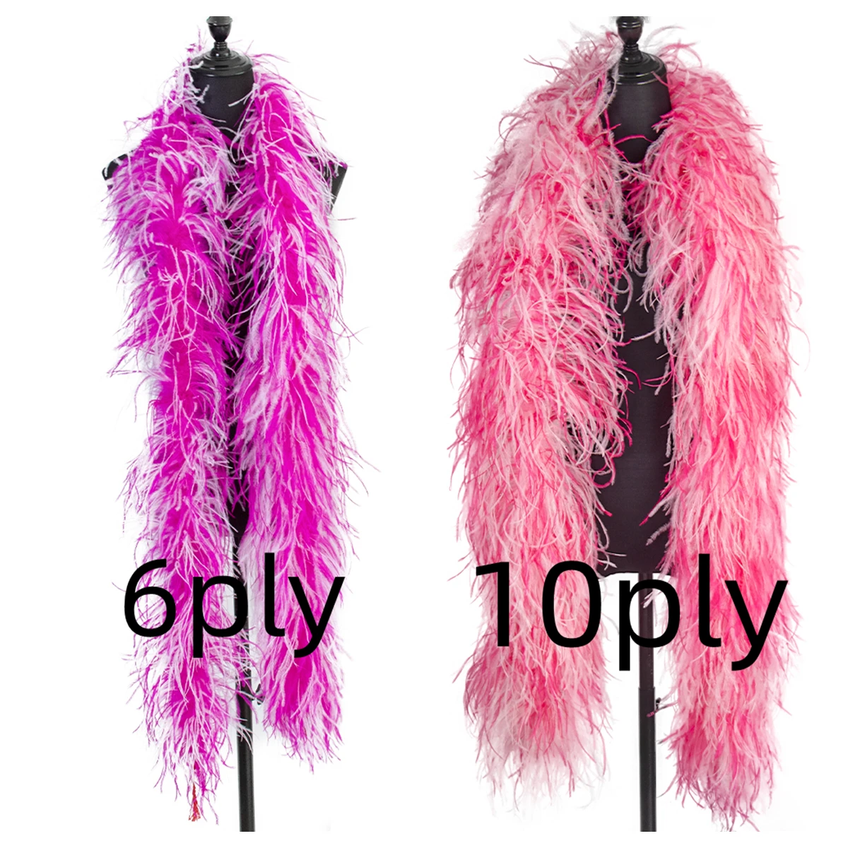 

1M&2M Fashion Ostrich Feather Boa 6ply 10ply Mixed Colours Fluffy Feathers Shawl for Wedding Party Dress Shirts Dcoration