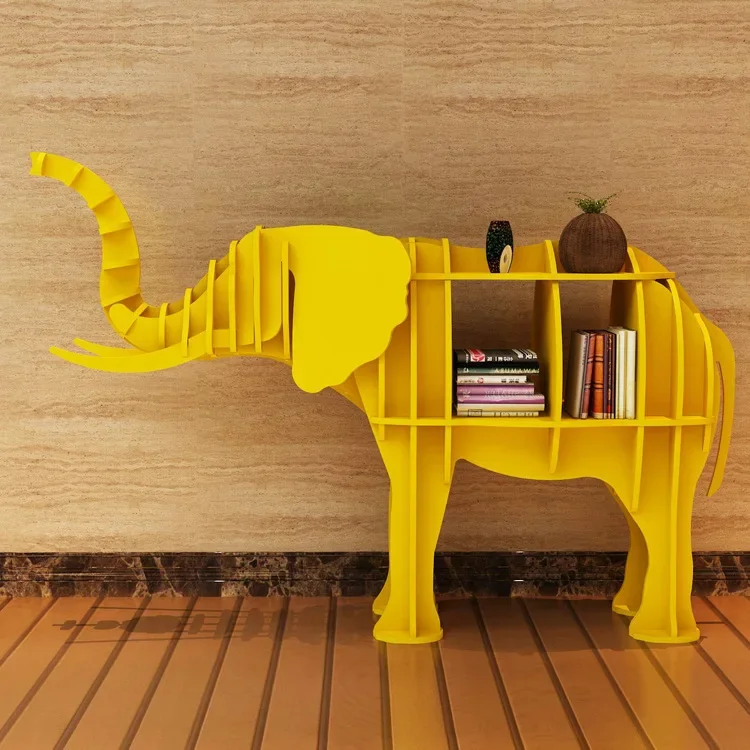 PVC Creative Storage Bookshelf Elephant Animal Table Hotel Shop Art Decor Floor Ornaments Bookcases Furniture Bookrack
