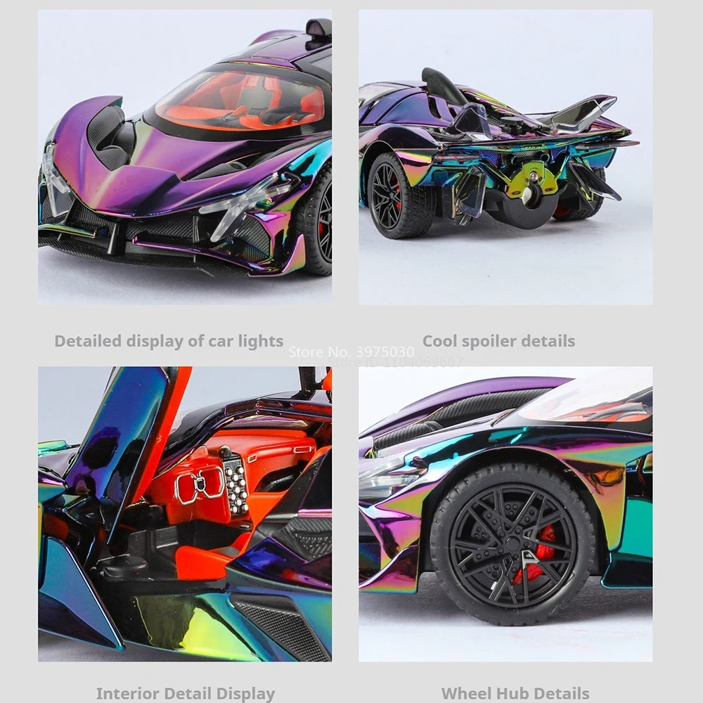 Escala 1:24 Apollo EVO Tourbillon juguetes modelo de coches aleación puede rociar vehículos en miniatura rueda extraíble supercoche juguete modelo adornos