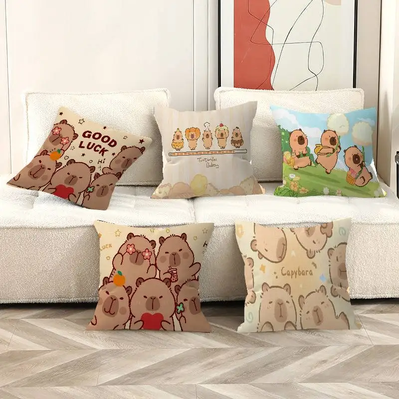 Niedlicher Capybara-Kissenbezug, Dekokissenbezug, bedruckter Kissenbezug für die Couch
