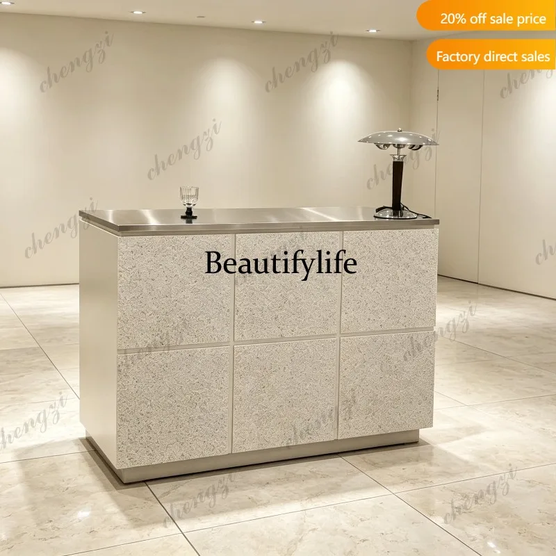QQ Stainless steel bar clothing store travertine checkout page children's clothing store premium counter front desk