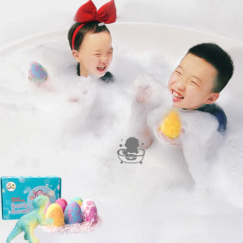 Juego de bombas de baño de huevo de dinosaurio para niños, mujeres y hombres, Set de bombas de baño naturales hechas a mano, regalo de baño de efecto maravilloso, 6 unids/set por Set